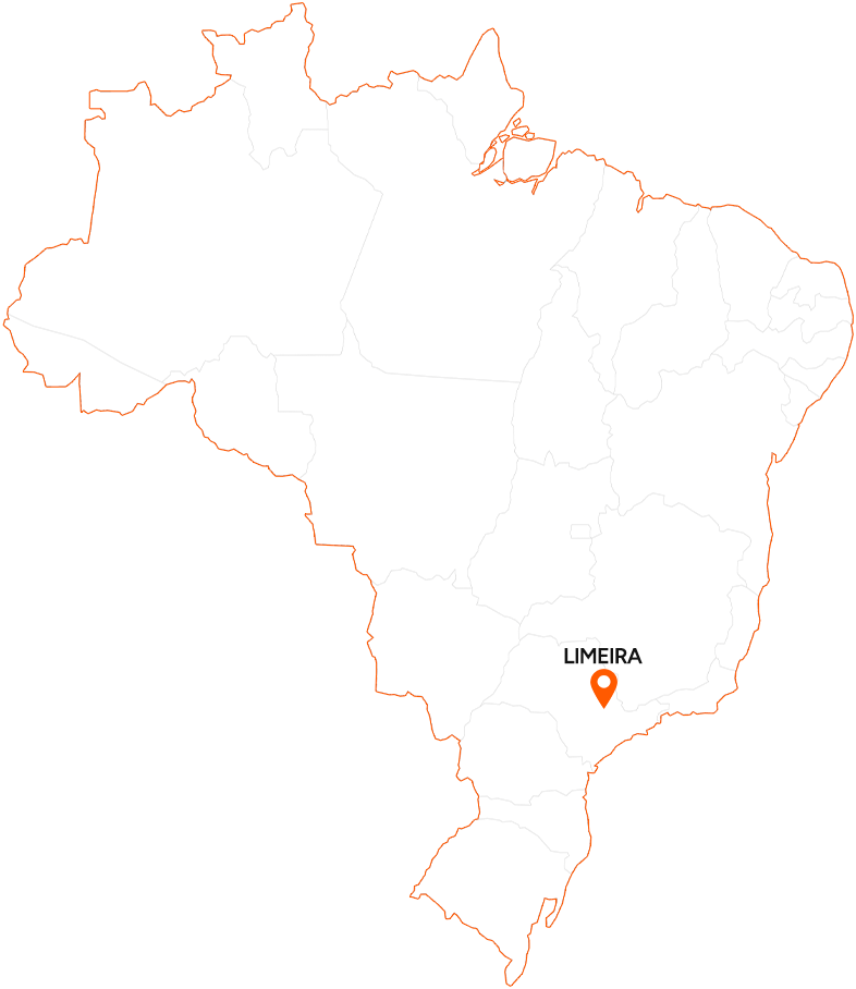 Mapa do Brasil com Limeira, SP marcada
